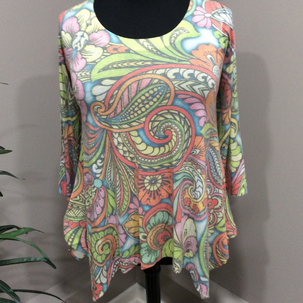 Ashley Blue Multicolored Floral Top